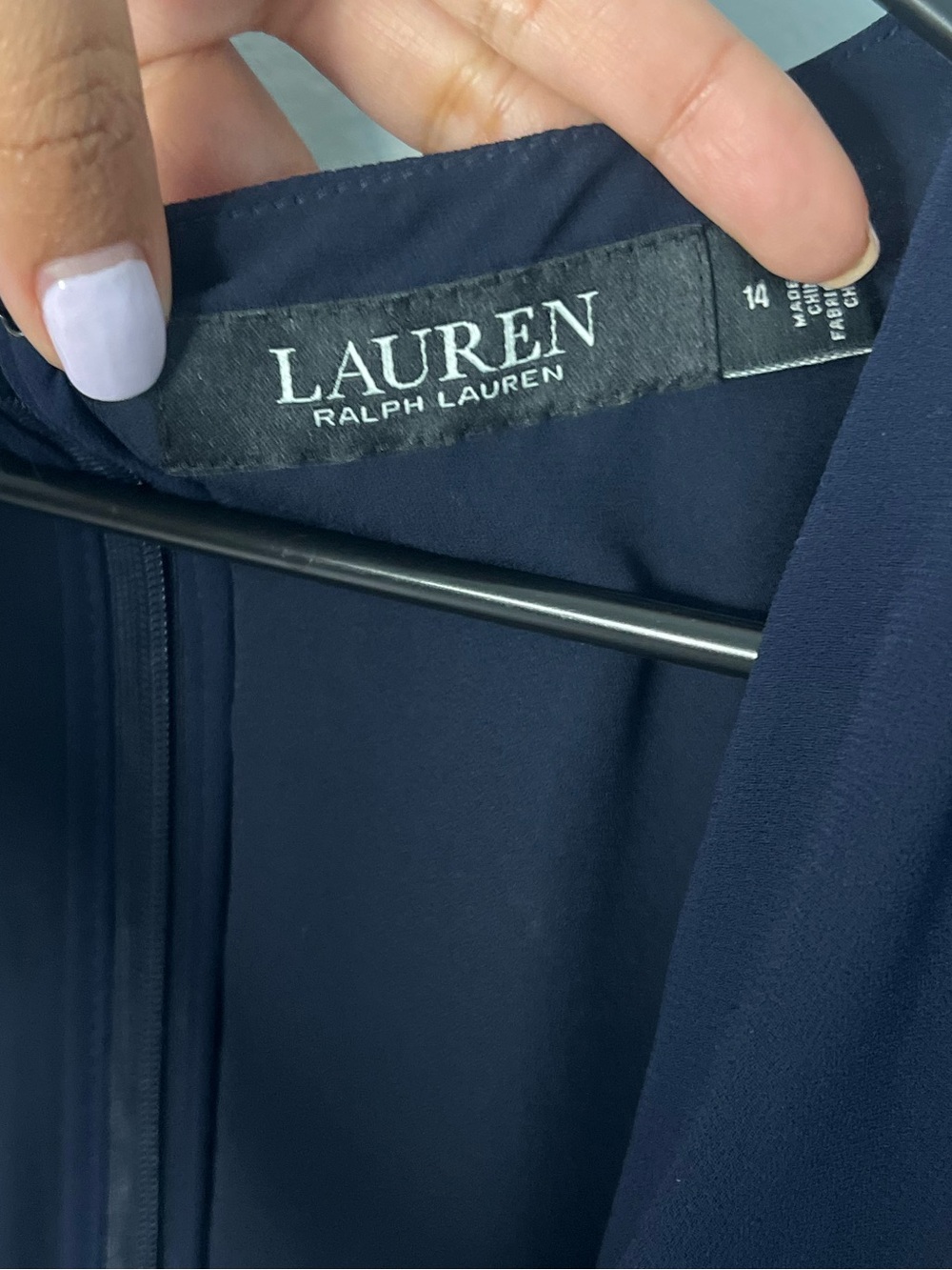 Ralph Lauren Navy Wrap Midi  with Flutter Sleeves Belted Georgette Dress size 14 - Picture 6 of 13